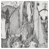 黒と白の馬 ファブリック (クローズアップ)