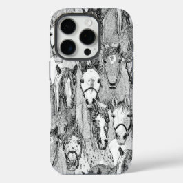黒と白の馬 iPhone 16 PROケース