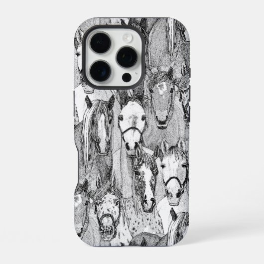 黒と白の馬 iPhoneケース (裏面)