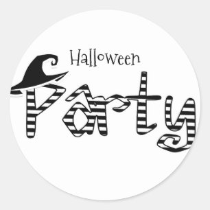 黒と白の魔女のハロウィンパーティー ラウンドシール