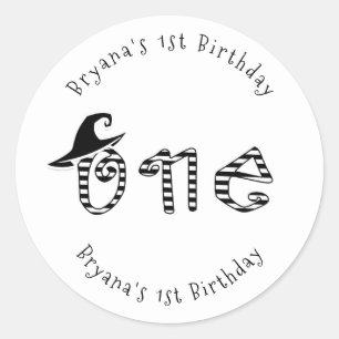 黒と白の魔女のハロウィン写真 1歳の誕生日 ラウンドシール