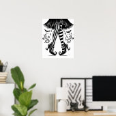 黒と白の魔女の脚ハロウィンお洒落イン ポスター (ホームオフィス)