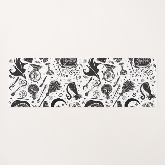 黒と白の魔女の脚ハロウィンお洒落イン ヨガマット (裏面(横))