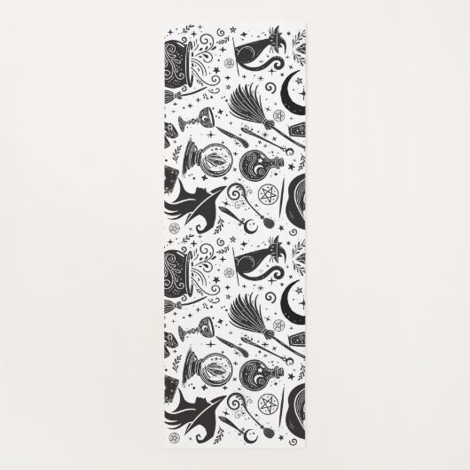 黒と白の魔女の脚ハロウィンお洒落イン ヨガマット (裏面)