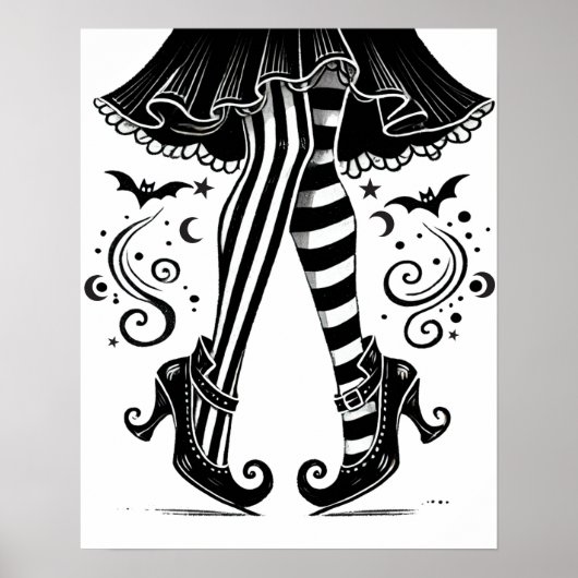 黒と白の魔女の足 ウィズミカルハロウィン ポスター (正面)