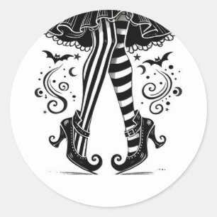 黒と白の魔女の足 ウィズミカル・ハロウィンパーティー ラウンドシール