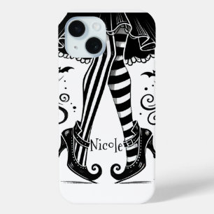 黒と白の魔女の足 ウィズミカル・ハロウィンパーティー iPhone 15ケース