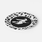 黒と白の魔女ハロウィーン ペーパープレート (アングル)