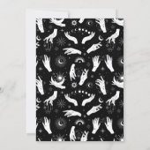 黒と白の魔法の月のクリスタルボール ベビーシャワー 招待状 (裏面)