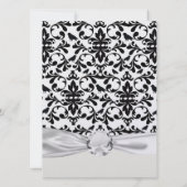 黒と白の鳥の複雑なダマスクパターン 招待状 (裏面)