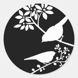 黒と白の鳥 ラウンドシール