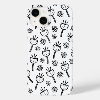 黒と白の鳩の花iPhoneケース Case-Mate iPhone 14ケース