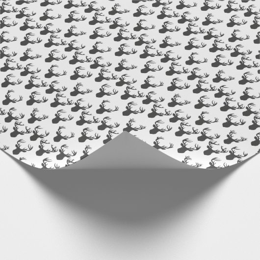 黒と白の鹿の頭模様 ラッピングペーパー (角)