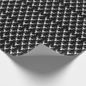 黒と白の鹿の頭模様 ラッピングペーパー (角)