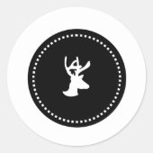 黒と白の鹿シルエットクリスマスシール ラウンドシール (正面)