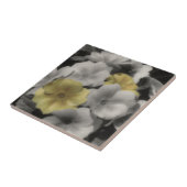 黒と白の黄色い紫の花 タイル (側面)