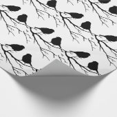 黒と白の2羽の鳥のロブバードのカップルのシルエット ラッピングペーパー (角)