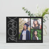 黒と白の3枚写真 卒業発表カード 招待状 (スタンド正面)