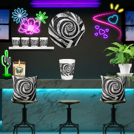 黒と白の3Dらせん錯視フォーカス ショットグラス