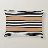 黒と白の5色のストライプ日焼けパターン アクセントクッション (裏面)