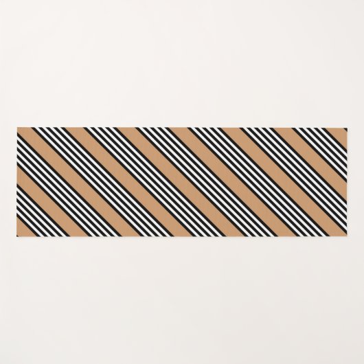 黒と白の5色のストライプ日焼けパターン ヨガマット (正面(横))