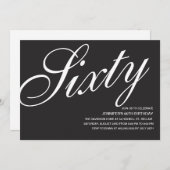 黒と白の60歳の誕生日招待状 招待状 (正面/裏面)
