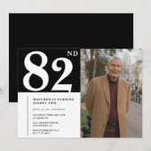 黒と白の82歳の誕生日 招待状 (正面/裏面)