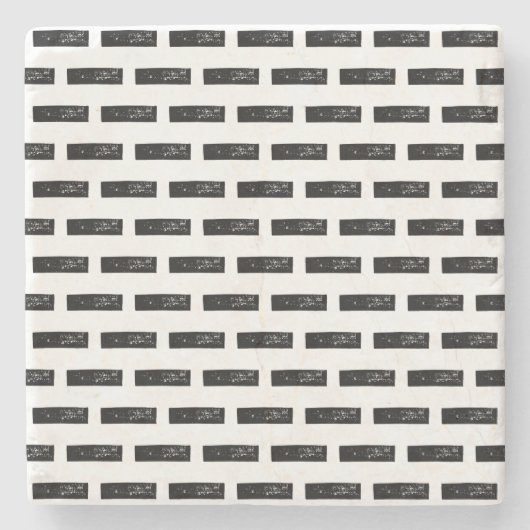 黒と白の"マイナス"数学記号リノカット ストーンコースター (正面)