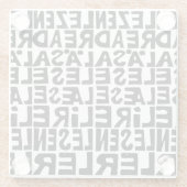 黒と白の「8読言語で」Lino Cut ガラスコースター (裏面)