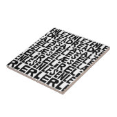 黒と白の「8読言語で」Lino Cut タイル (側面)