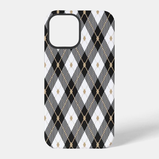 黒と白の lumberjack チェック柄 iPhoneケース (裏面)