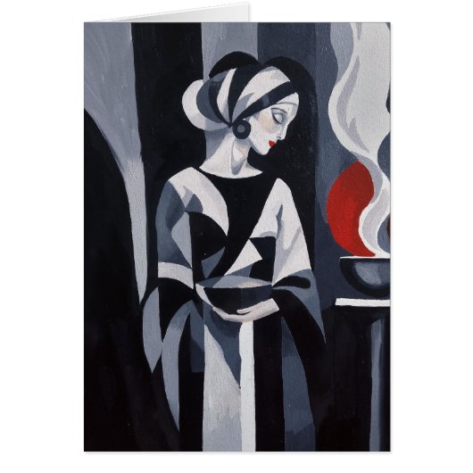 黒と白のArt Decoの女性 (正面)