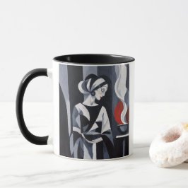 黒と白のArt Decoの女性  マグカップ