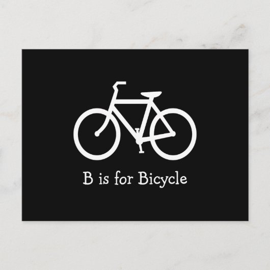 黒と白のB is for Bicycle ポストカード (正面)