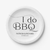 黒と白のBBQエンゲージメントパーティー ペーパープレート (正面)