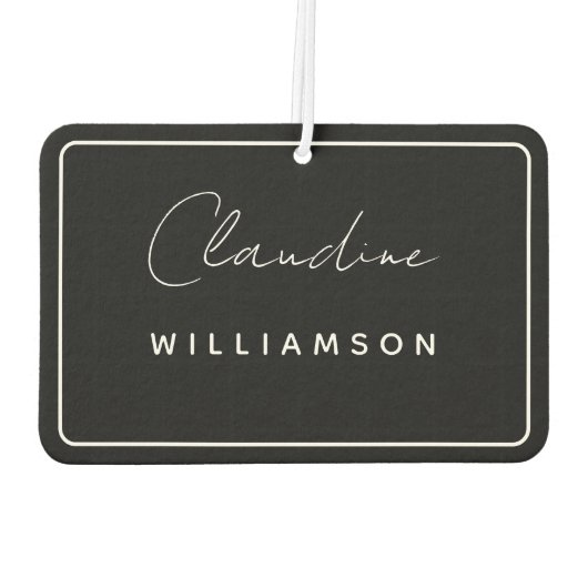 黒と白のClaudine Williamson カーエアーフレッシュナー (裏面)