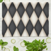 黒と白のHarlequinダイヤモンドチェックゴシック キッチンタオル (折り畳み)