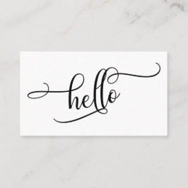 黒と白のHello、精巧なスクリプトタイポグラフィ 名刺