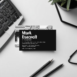 黒と白のITテクノロジーコンサルタントビジネス 名刺