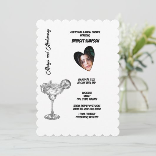 黒と白のmargs & matrimonyブライダル写真 招待状 (スタンド正面)