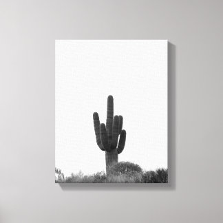 黒と白のSaguaroサボテンが丘の上に11x14 キャンバスプリント