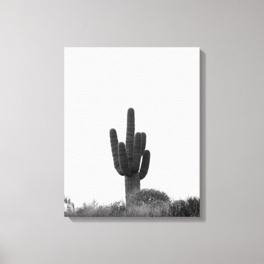 黒と白のSaguaroサボテンが丘の上に16x20 キャンバスプリント (正面)