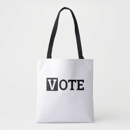 黒と白のVote(投票)テキスト トートバッグ (正面)
