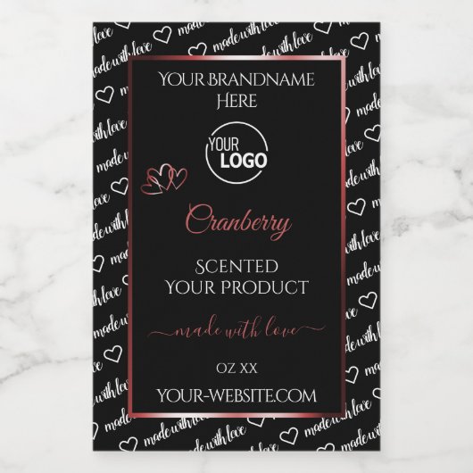 黒と白のWord Cloud Red製品ラベルのロゴ フードラベル (シングルラベル)