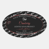 黒と白のWord Cloud Red製品ラベルのロゴ 楕円形シール (正面)