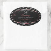 黒と白のWord Cloud Red製品ラベルのロゴ 楕円形シール (バッグ)