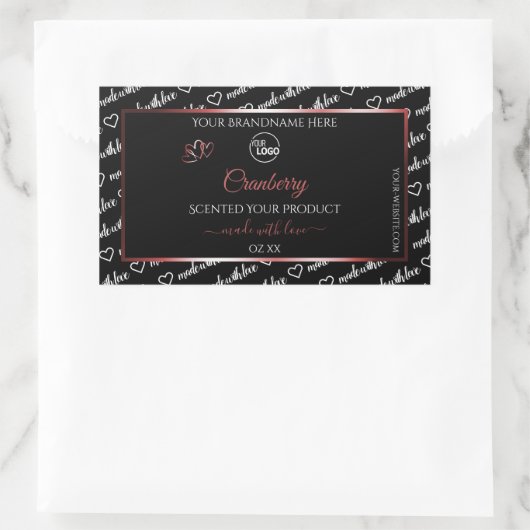 黒と白のWord Cloud Red製品ラベルのロゴ 長方形シール (バッグ)