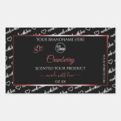 黒と白のWord Cloud Red製品ラベルのロゴ 長方形シール (正面)