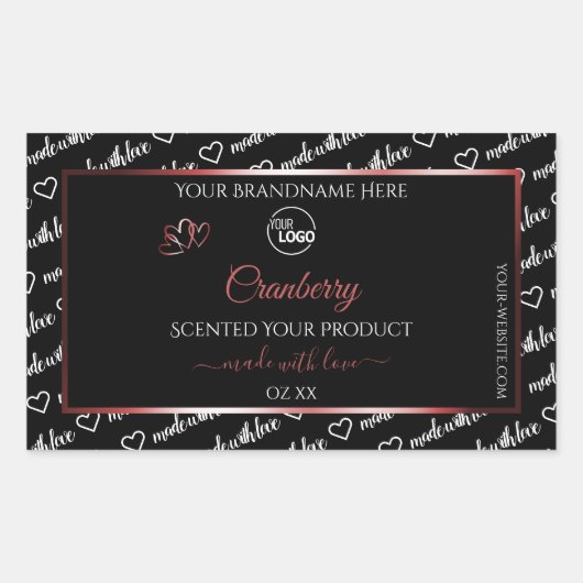 黒と白のWord Cloud Red製品ラベルのロゴ 長方形シール (正面)