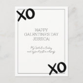 黒と白のXOXO Bestie名ガレンティンの日 シーズンポストカード (正面)